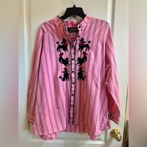 Bob Mackie Wearable Art Vintage Black Poodle Pink and Black Shirt Top Blouse